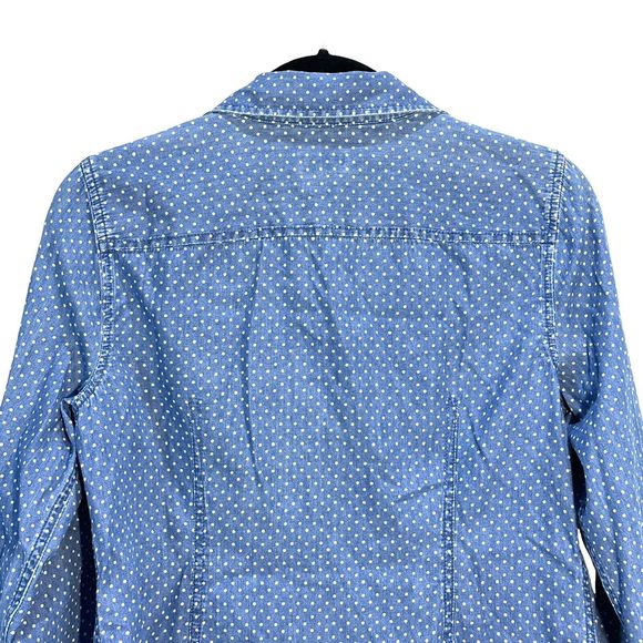 TALBOTS Women Blue Polka Dot 100% Cotton Denim Button-Up L/S Shirt Petites Sz 8P - Picture 8 of 10